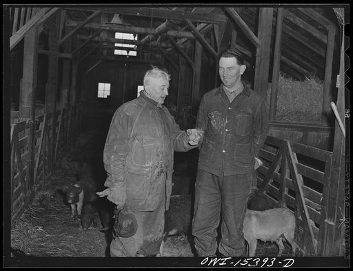 Rio Grande, Gallia County, Ohio. James Uriah Dove talking with Jim Bolt, his hired man from Kentucky