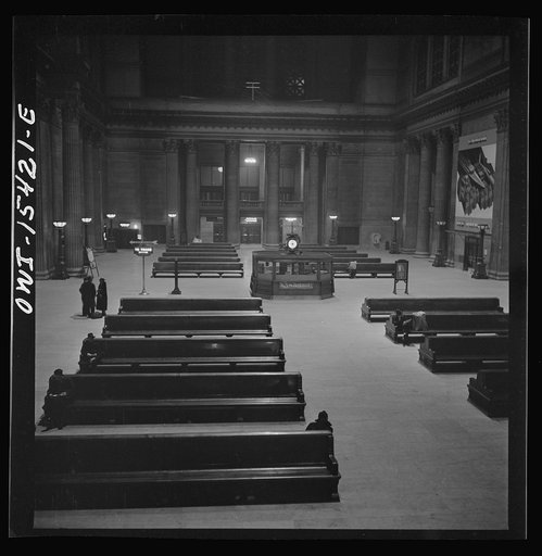 Chicago, Illinois. The main waiting room of the Union Station at 1 a.m.