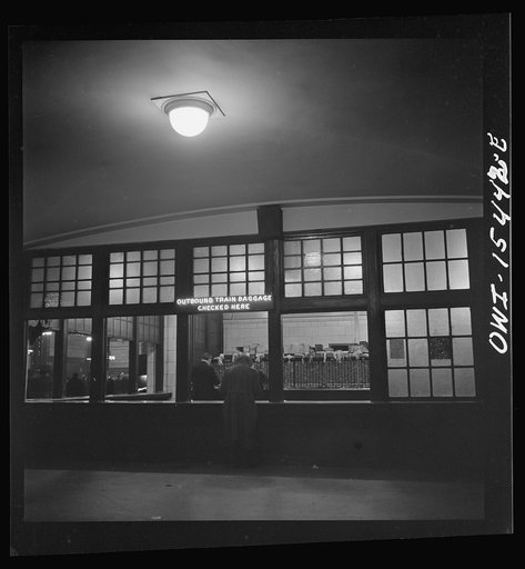 Untitled photo, possibly related to: Chicago, Illinois. Baggage check room at the Union Station