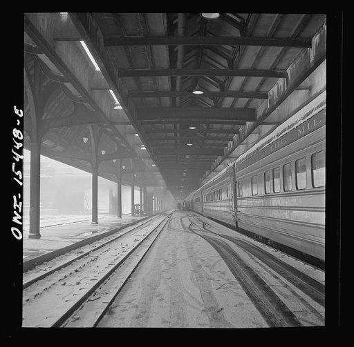 Chicago, Illinois. A Chicago, Milwaukee, Saint Paul, and Pacific Railroad train, just arrived at Union Station
