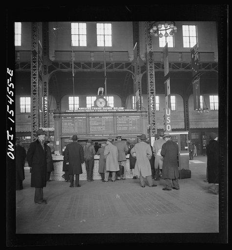 Chicago, Illinois. Information booth on train concourse at the Union Station