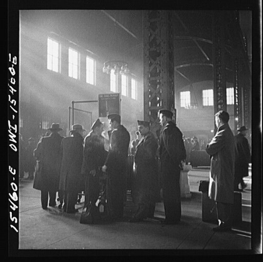 Chicago, Illinois. Lining up for train reservations in concourse at the Union Station