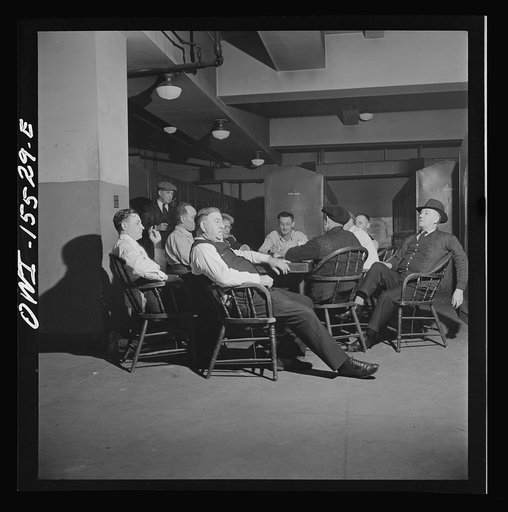 Untitled photo, possibly related to: Chicago, Illinois. In the locker and rest room for brakemen in the Union Station