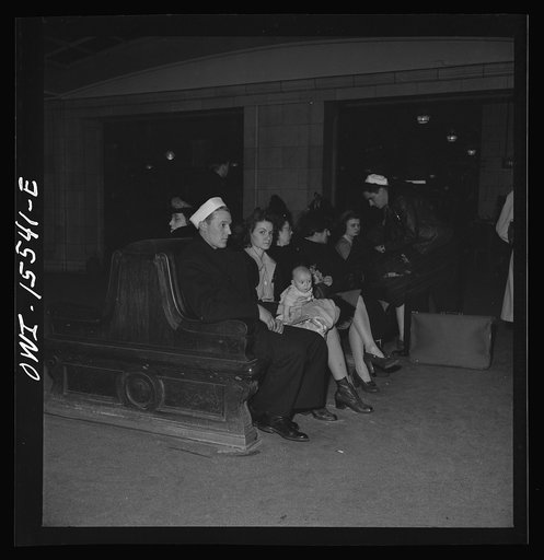 Untitled photo, possibly related to: Chicago, Illinois. Waiting for trains at the Union Station