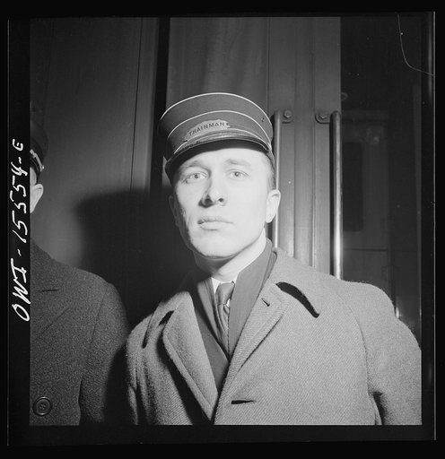 Chicago, Illinois. Trainman on the Pullman train at the Union Station