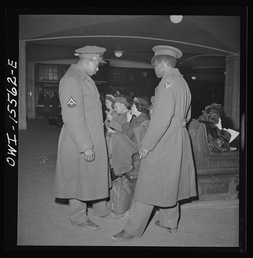 Chicago, Illinois. Soldiers waiting for trains at the Union Station