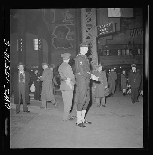 Chicago, Illinois. Shore patrol and military police at the Union Station