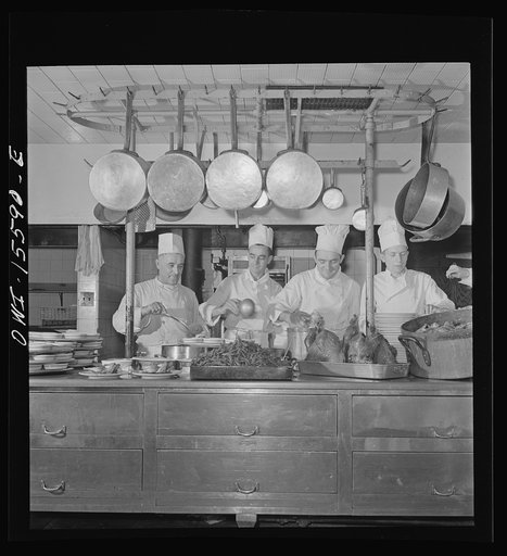 Chicago, Illinois. In the kitchen of one of the Fred Harvey restaurants at the Union Station