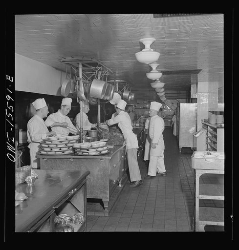 Chicago, Illinois. In the kitchen of one of the Fred Harvey restaurants at the Union Station
