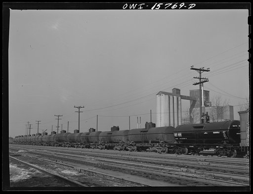 Hammond, Indiana. A train of tank cars on Michigan Central Railroad tracks