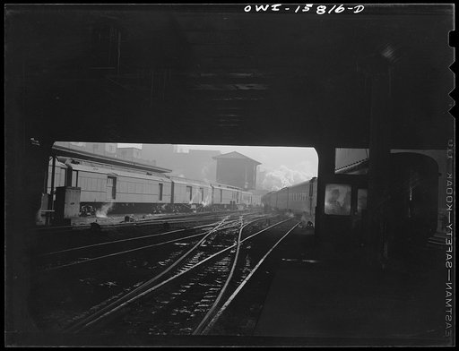 Untitled photo, possibly related to: Chicago, Illinois. Tracks leading into a station