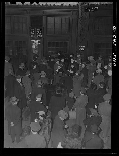 Chicago, Illinois. Passengers waiting to board a train at Union Station