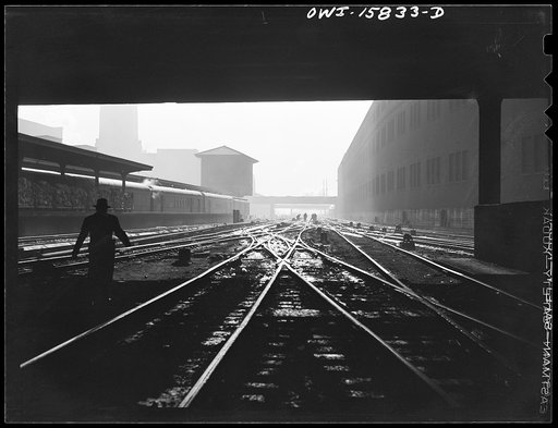Chicago, Illinois. Tracks leading into a station