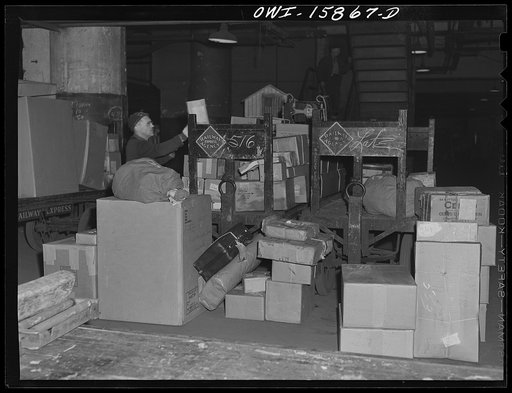 Chicago, Illinois. Express, mail and baggage are handled below street level. There are over two miles of road underground for trucks and taxicabs at the Union Station