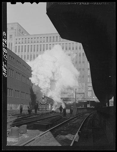 Untitled photo, possibly related to: Chicago, Illinois. Trains pulling out of the south side of Union Station