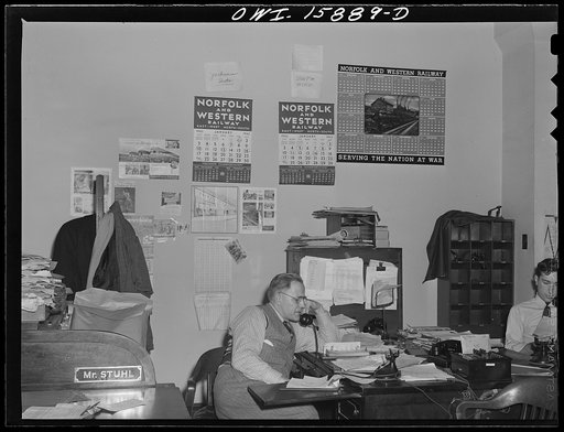 Chicago, Illinois. Mr. Stuhl, Chief of the Pennsylvania Railroad section of the reservation bureau of the Union Station. The bureau is used jointly by the Pennsylvania Railroad, Chicago, Burlington, and Quincy route, Chicago, Milwaukee, Saint Paul and Pacific Railroad and Alton Railroad
