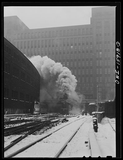 Chicago, Illinois. Trains pulling out of the station