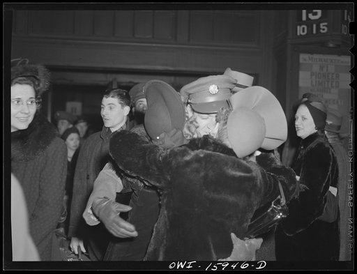 Chicago, Illinois. A warm welcome for an arriving officer at Union Station