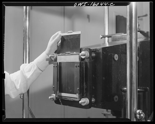 Detroit, Michigan. New method of making x-ray photographs size 4x5 inches instead of larger. Used at the Herman Kiefer Hospital for Communicable Diseases to show various stages of tuberculosis. Back of the x-ray camera