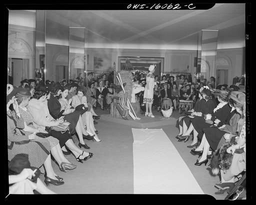 Untitled photo, possibly related to: Detroit, Michigan. Style show of clothes worn by better-dressed office workers, presented by the Chrysler Girls' Club of the Chrysler Corporation at Saks Fifth Avenue store