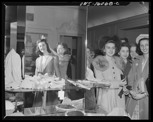 Detroit, Michigan. Style show of clothes worn by better-dressed office workers, presented by the Chrysler Girls' Club of the Chrysler Corporation at Saks Fifth Avenue store