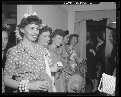 Detroit, Michigan. Style show of clothes worn by better-dressed office workers, presented by the Chrysler Girls' Club of the Chrysler Corporation at Saks Fifth Avenue store