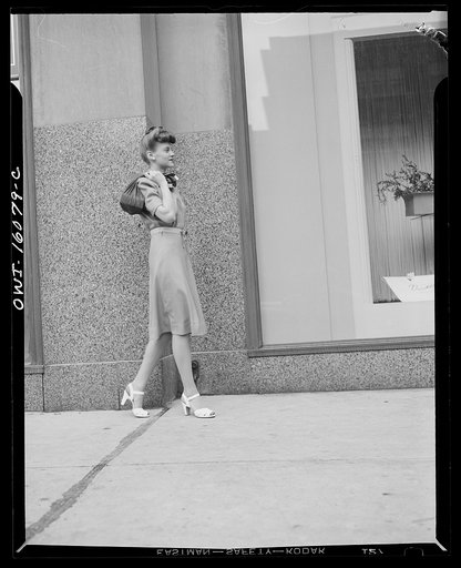Untitled photo, possibly related to: Detroit, Michigan. Style show of clothes worn by better-dressed office workers, presented by the Chrysler Girls' Club of the Chrysler Corporation at Saks Fifth Avenue store
