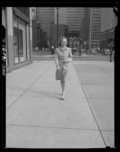 Untitled photo, possibly related to: Detroit, Michigan. Style show of clothes worn by better-dressed office workers, presented by the Chrysler Girls' Club of the Chrysler Corporation at Saks Fifth Avenue store