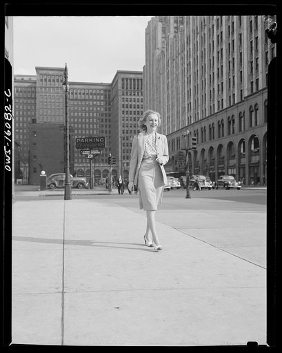Detroit, Michigan. Style show of clothes worn by better-dressed office workers, presented by the Chrysler Girls' Club of the Chrysler Corporation at Saks Fifth Avenue store