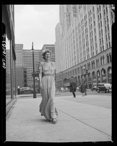 Untitled photo, possibly related to: Detroit, Michigan. Style show of clothes worn by better-dressed office workers, presented by the Chrysler Girls' Club of the Chrysler Corporation at Saks Fifth Avenue store