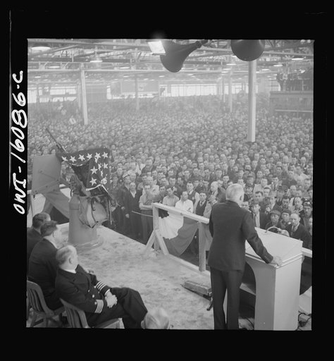 Untitled photo, possibly related to: Detroit, Michigan. Ceremonies at the Hudson Naval ordnance plant on the occasion of the Navy "E" award