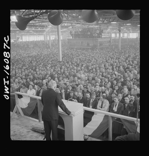 Untitled photo, possibly related to: Detroit, Michigan. Ceremonies at the Hudson Naval ordnance plant on the occasion of the Navy "E" award