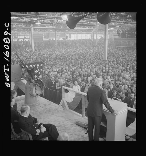 Untitled photo, possibly related to: Detroit, Michigan. Ceremonies at the Hudson Naval ordnance plant on the occasion of the Navy "E" award