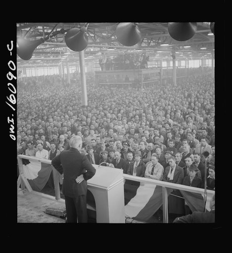 Untitled photo, possibly related to: Detroit, Michigan. Ceremonies at the Hudson Naval ordnance plant on the occasion of the Navy "E" award
