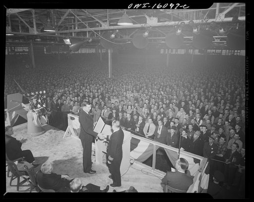 Detroit, Michigan. Ceremonies at the Hudson Naval ordnance plant on the occasion of the Navy "E" award