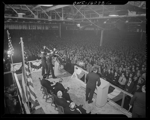 Detroit, Michigan. Ceremonies at the Hudson Naval ordnance plant on the occasion of the Navy "E" award