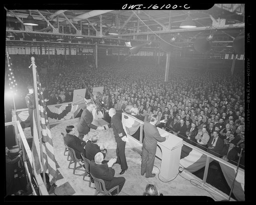 Detroit, Michigan. Ceremonies at the Hudson Naval ordnance plant on the occasion of the Navy "E" award
