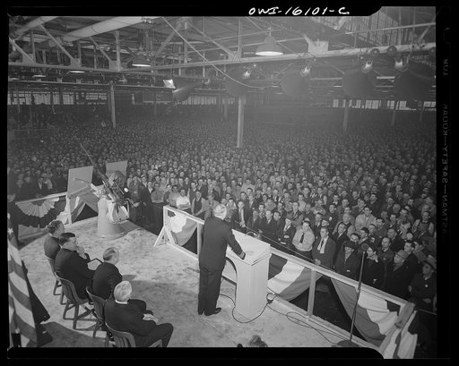 Untitled photo, possibly related to: Detroit, Michigan. Ceremonies at the Hudson Naval ordnance plant on the occasion of the Navy "E" award