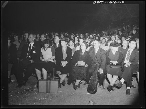 Detroit, Michigan. Audience at an entertainment at a scrap salvage rally sponsored by the Work Projects Administration (WPA) at the state fairgrounds