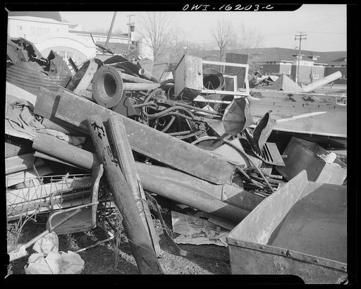 Detroit, Michigan. Scrap collected for salvage at a rally sponsored by the Work Projects Administration (WPA) at the state fairgrounds