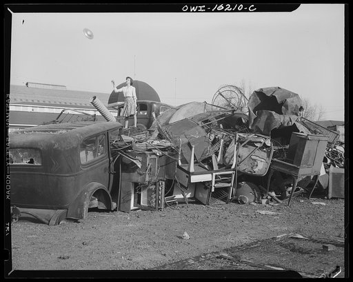 Detroit, Michigan. Scrap collected for salvage at a rally sponsored by the Work Projects Administration (WPA) at the state fairgrounds