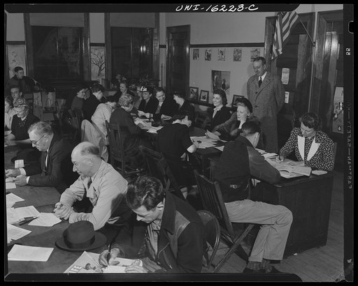 Detroit, Michigan. Filling out rationing blanks