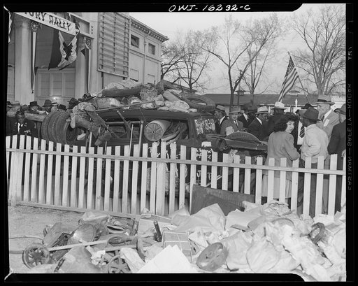 Untitled photo, possibly related to: Detroit, Michigan. Scrap collected for salvage at a rally sponsored by the Work Projects Administration (WPA) at the state fairgrounds