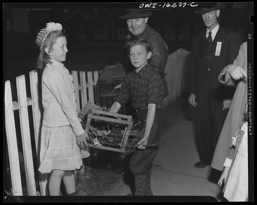 Untitled photo, possibly related to: Detroit, Michigan. Scrap collected for salvage at a rally sponsored by the WPA (Work Projects Administration) at the state fairgrounds