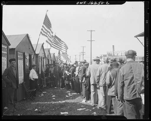 Detroit, Michigan. Election of officers to the Ford local 600, United Automobile Workers, Congress of Industrial Organizations. 80,000 River Rouge Ford plant workers voted