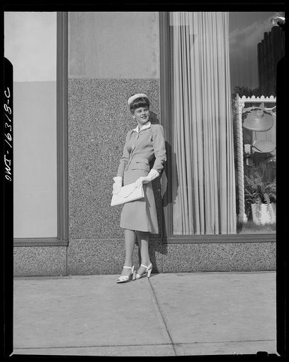 Untitled photo, possibly related to: Detroit, Michigan. Style show of clothes worn by better-dressed office workers, presented by the Chrysler Girls' Club of the Chrysler Corporation at Saks Fifth Avenue store