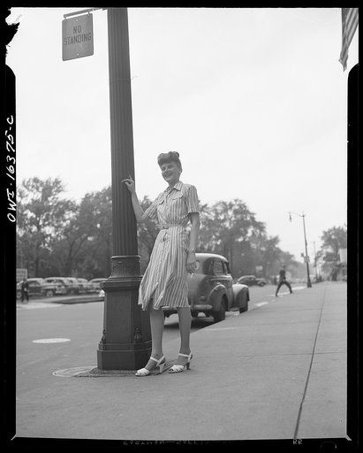 Untitled photo, possibly related to: Detroit, Michigan. Style show of clothes worn by the better-dressed office workers, presented by the Chrysler Girls' Club of the Chrysler Corporation at Saks Fifth Avenue