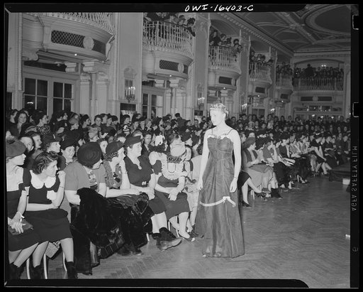 Detroit, Michigan. Model and audience at a hair styling show