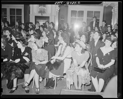 Untitled photo, possibly related to: Detroit, Michigan. Model and audience at a hair styling show