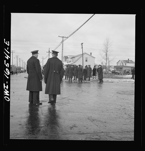Untitled photo, possibly related to: Detroit, Michigan. Riot at the Sojourner Truth homes, a new U.S. federal housing project, caused by white neighbors' attempt to prevent Negro tenants from moving in. Mounted police and whites